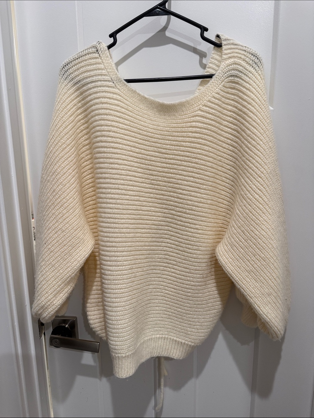 Cream Ribbed Knit Women's Sweater - Cozy Boatneck Pullover